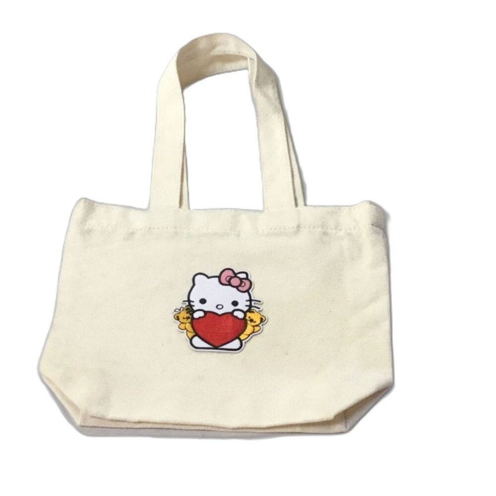 HELLO KITTY Sanrio Small Canvas Tote Bag with Straps 10 x 7 x 3 inches
